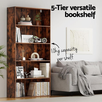 Artiss Bookshelf 5 Tiers Walnut.