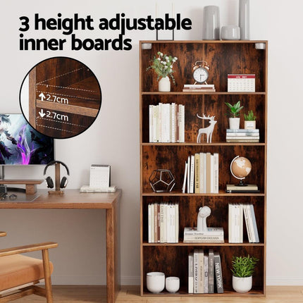 Artiss Bookshelf 5 Tiers Walnut.