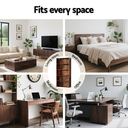 Artiss Bookshelf 5 Tiers Walnut.