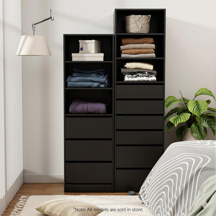 Artiss 3 Chest of Drawers Tallboy Cabinet Black.