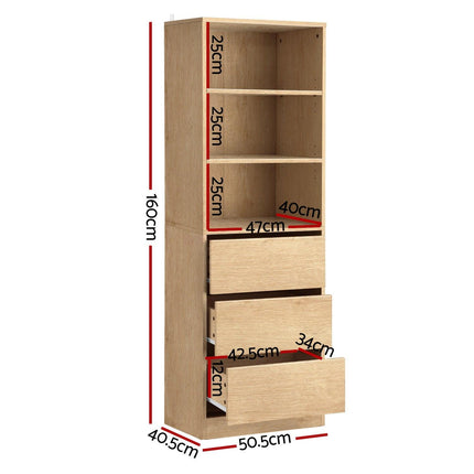 Artiss 3 Chest of Drawers Tallboy Cabinet Pine.