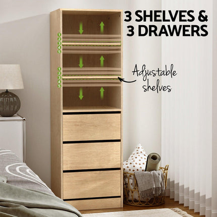Artiss 3 Chest of Drawers Tallboy Cabinet Pine.