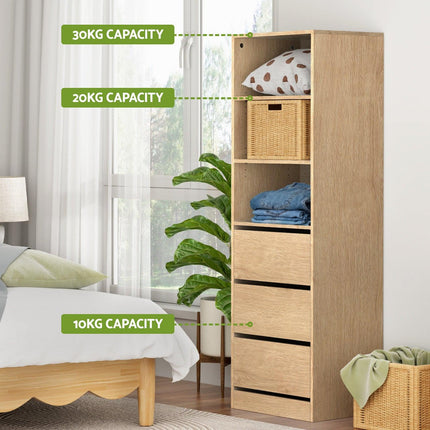 Artiss 3 Chest of Drawers Tallboy Cabinet Pine.