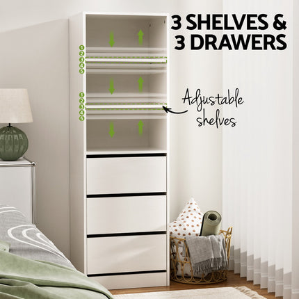 Artiss 3 Chest of Drawers Tallboy Cabinet White.
