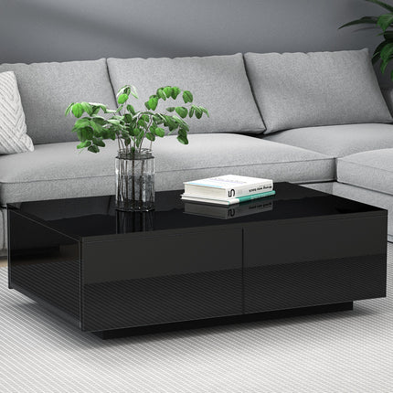 Artiss Coffee Table 4 Drawers Black Trevi.