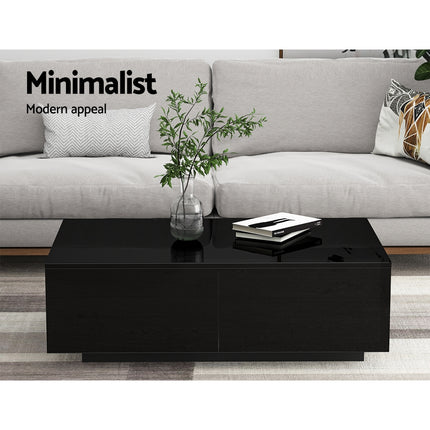 Artiss Coffee Table 4 Drawers Black Trevi.