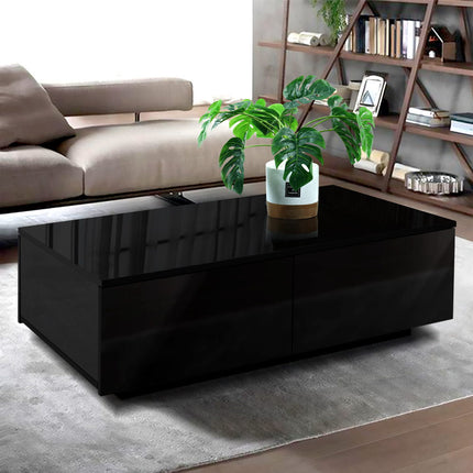 Artiss Coffee Table 4 Drawers Black Trevi.