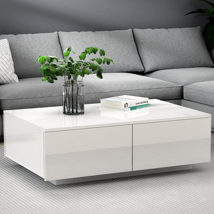Artiss Coffee Table 4 Drawers White Trevi.