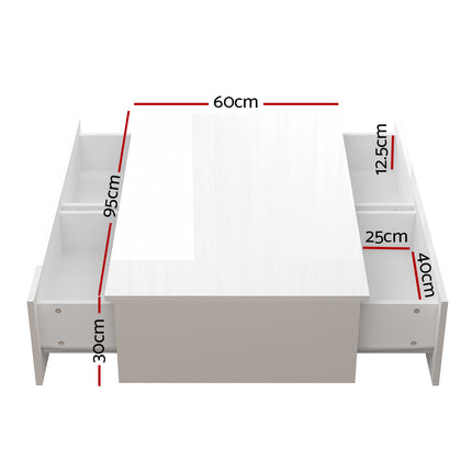 Artiss Coffee Table 4 Drawers White Trevi.