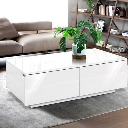 Artiss Coffee Table 4 Drawers White Trevi.