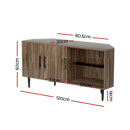 Artiss Corner Entertainment Unit Stand TV Cabinet Open Storage Shelf 120CM.