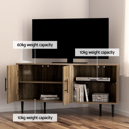 Artiss Corner Entertainment Unit Stand TV Cabinet Open Storage Shelf 120CM.