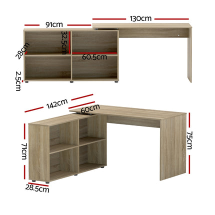 Artiss Computer Desk Bookshelf Oak 130CM.