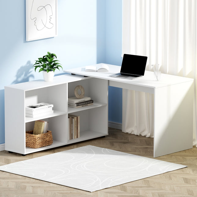Artiss Computer Desk Bookshelf White 130CM.