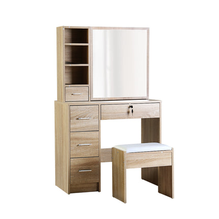 Artiss Dressing Table Stool Set Sliding Mirror Oak Diane.