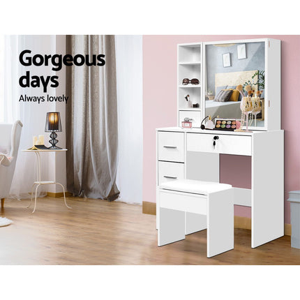 Artiss Dressing Table Stool Set Sliding Mirror White Diane.