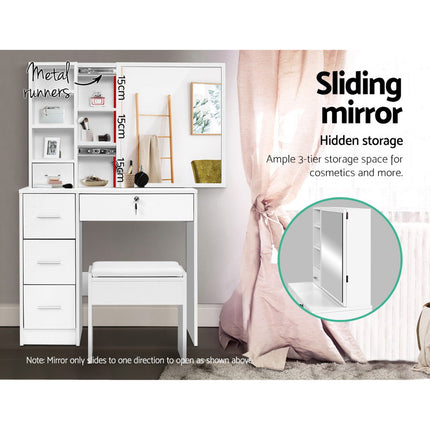 Artiss Dressing Table Stool Set Sliding Mirror White Diane.