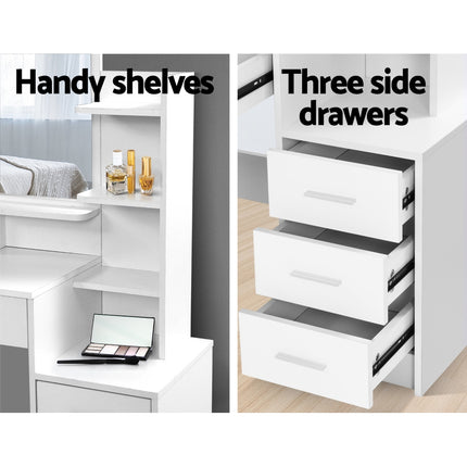 Artiss Dressing Table Stool Set 4 Drawers White.