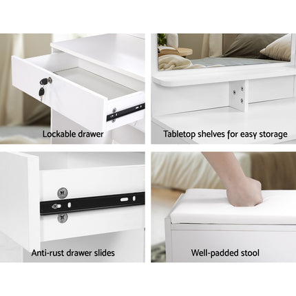 Artiss Dressing Table Stool Set 4 Drawers White.