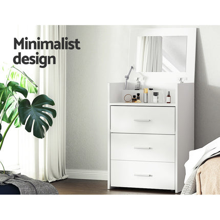 Artiss 2-in-1 Dressing Table Stool Set Bedside Table White.