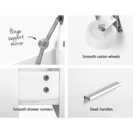 Artiss 2-in-1 Dressing Table Stool Set Bedside Table White.