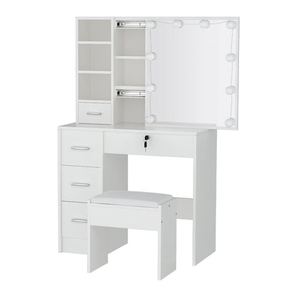 Artiss Dressing Table Set Stool 10 Led Bulbs White Dylan.