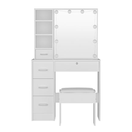 Artiss Dressing Table Set Stool 10 Led Bulbs White Dylan.