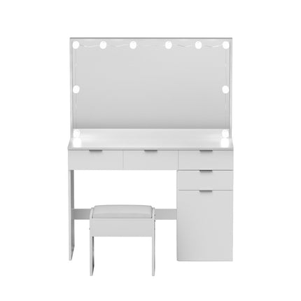 Artiss Dressing Table Set Stool 10 Led Bulbs White.