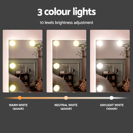 Artiss Dressing Table Set Stool 10 Led Bulbs White.