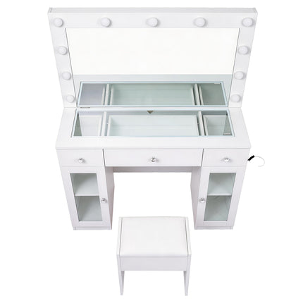 Artiss Dressing Table Vanity Desk Set LED Bulbs RGB Light White.