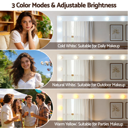 Artiss Dressing Table Vanity Desk Set LED Bulbs RGB Light White.