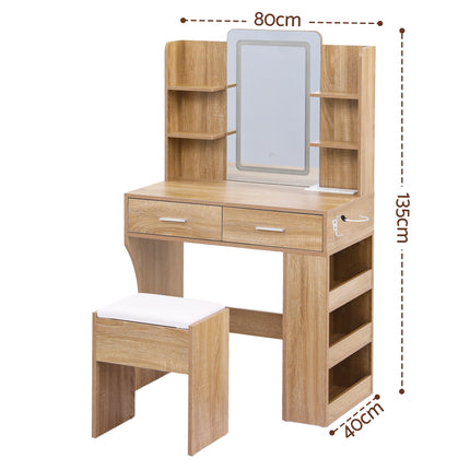Artiss Dressing Table LED Vanity Desk Set Stool Wood.