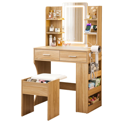 Artiss Dressing Table LED Vanity Desk Set Stool Wood.