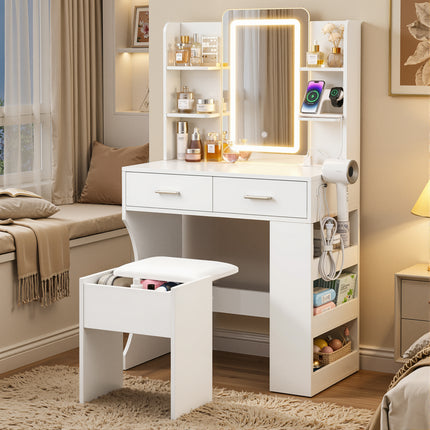 Artiss Dressing Table LED Vanity Desk Set Stool White.