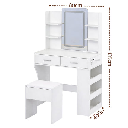 Artiss Dressing Table LED Vanity Desk Set Stool White.