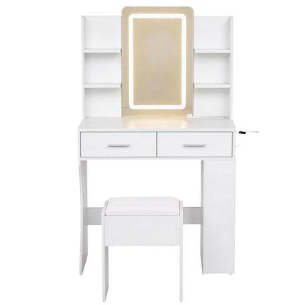Artiss Dressing Table LED Vanity Desk Set Stool White.