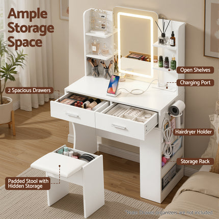 Artiss Dressing Table LED Vanity Desk Set Stool White.