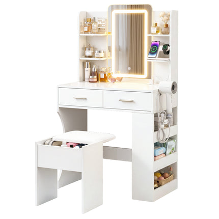 Artiss Dressing Table LED Vanity Desk Set Stool White.