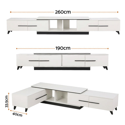 Artiss Extendable TV Cabinet Entertainment Unit Stand White.