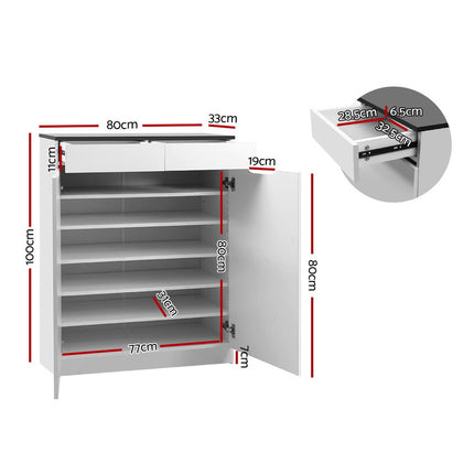 Artiss Shoe Rack Cabinet 30 Pairs White Eve.