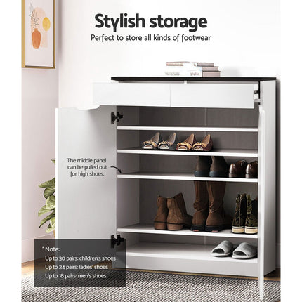 Artiss Shoe Rack Cabinet 30 Pairs White Eve.