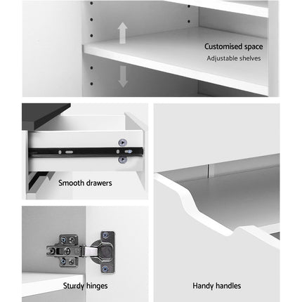 Artiss Shoe Rack Cabinet 30 Pairs White Eve.