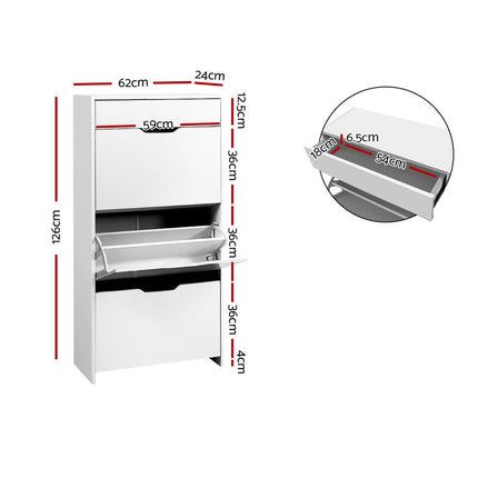 Artiss Shoe Rack Cabinet 24 Pairs White Luna.