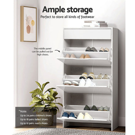 Artiss Shoe Rack Cabinet 24 Pairs White Luna.