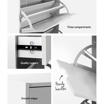 Artiss Shoe Rack Cabinet 24 Pairs White Luna.