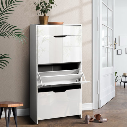 Artiss Shoe Rack Cabinet 24 Pairs White Luna.