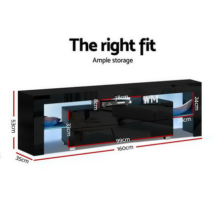 Artiss Entertainment Unit TV Cabinet LED 160cm Black Elo.