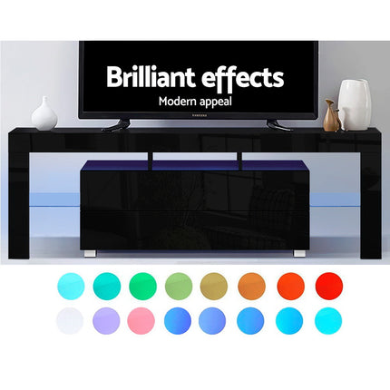 Artiss Entertainment Unit TV Cabinet LED 160cm Black Elo.