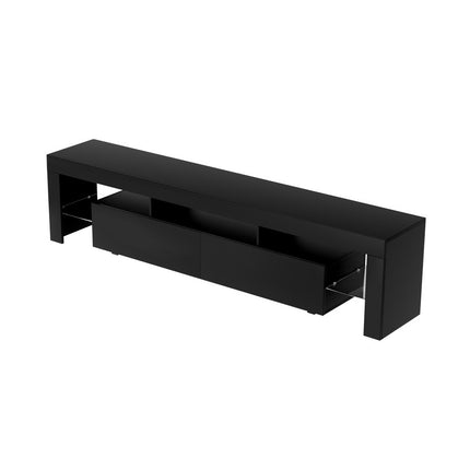 Artiss TV Cabinet Entertainment Unit Stand RGB LED Gloss Furniture 200cm Black.