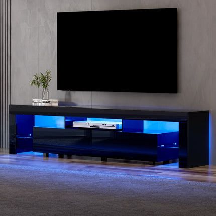 Artiss TV Cabinet Entertainment Unit Stand RGB LED Gloss Furniture 200cm Black.
